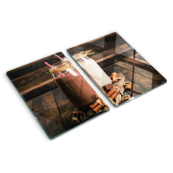 Schneidebrett Glas mit Motiv von Getränkegläsern auf Holzuntergrund