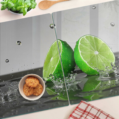 Glas-Schneidebrett mit Motiv von Zitronen im Wasser