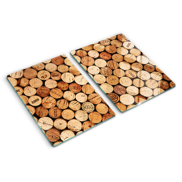 Schneidebrett Glas mit Motiv aus Weinkorken