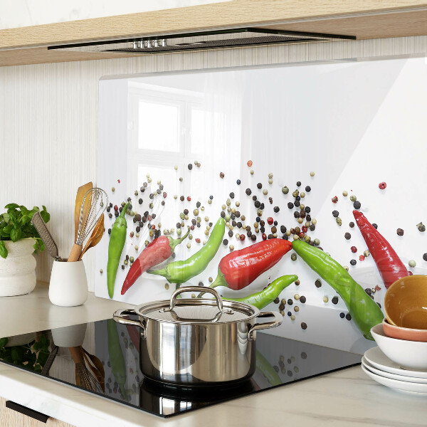 Schneidebrett Glas mit Motiv Paprika und Pfeffer