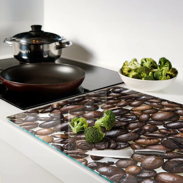 Schneidebrett mit Motiv aus Kaffeebohnen