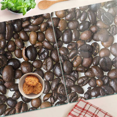 Schneidebrett mit Motiv aus Kaffeebohnen