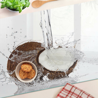 Schneidebrett mit Kokosnussmotiv, wasserabweisender Oberfläche und Spritzschutz