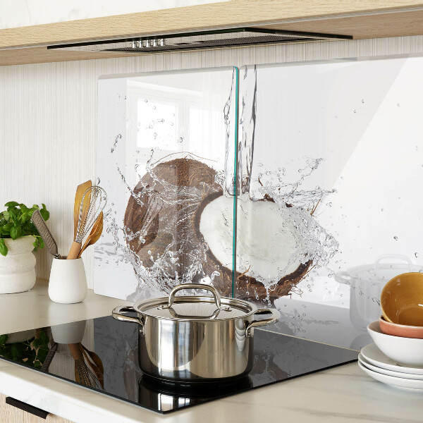 Schneidebrett mit Kokosnussmotiv, wasserabweisender Oberfläche und Spritzschutz