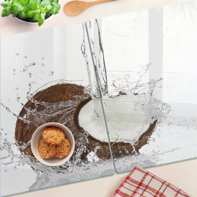 Schneidebrett mit Kokosnussmotiv, wasserabweisender Oberfläche und Spritzschutz