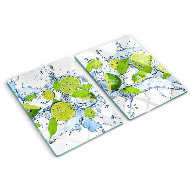 Schneidebrett Glas mit Motiv von Zitronen im Wasser