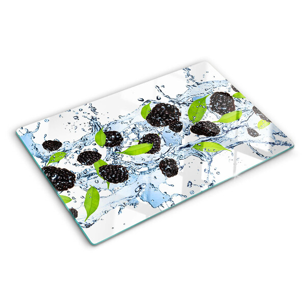 Glas schneidebrett Früchte im Wasser