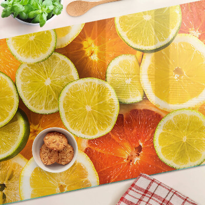 Schneidebrett Glas mit Motiv Zitrusfrüchte