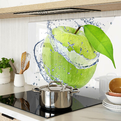 Schneidebrett Glas mit Motiv eines in Wasser getauchten Apfels