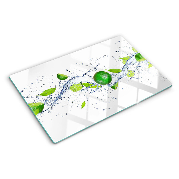 Schneidebrett Glas mit Zitronenmotiv und Wassertropfen-Design