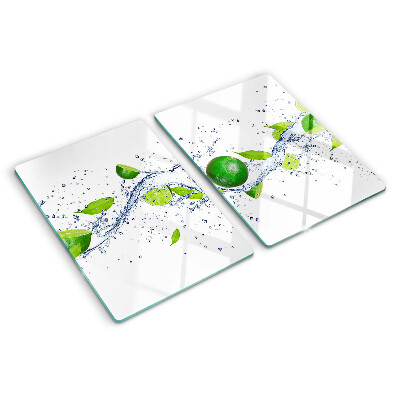 Schneidebrett Glas mit Zitronenmotiv und Wassertropfen-Design