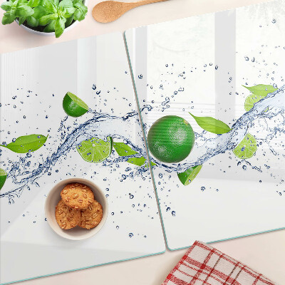 Schneidebrett glas Zitronen und Blattwasser