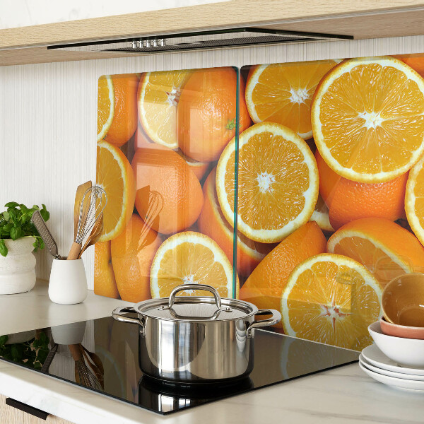 Schneidebrett Glas mit aufgedrucktem Motiv geschnittener Orangen