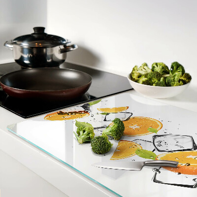 Schneidebrett mit Motiv aus Zitrusfrüchten und Eis