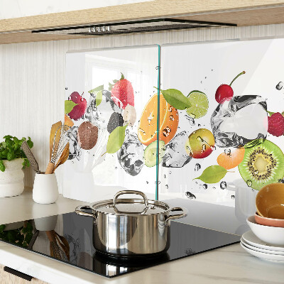 Schneidebrett glas Früchte mit Eis