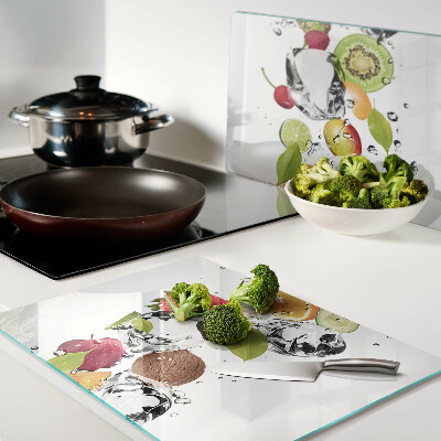 Schneidebrett glas Früchte mit Eis