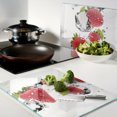 Glas schneidebrett Erdbeeren mit Eis