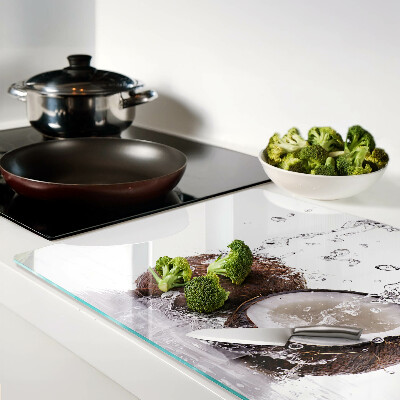 Schneidebrett glas Kokosnuss im Wasser