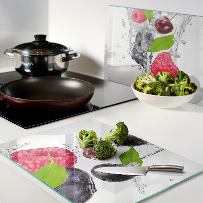 Schneidebrett glas Früchte im Wasser