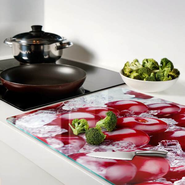 Glas schneidebrett Rote Trauben auf Eis