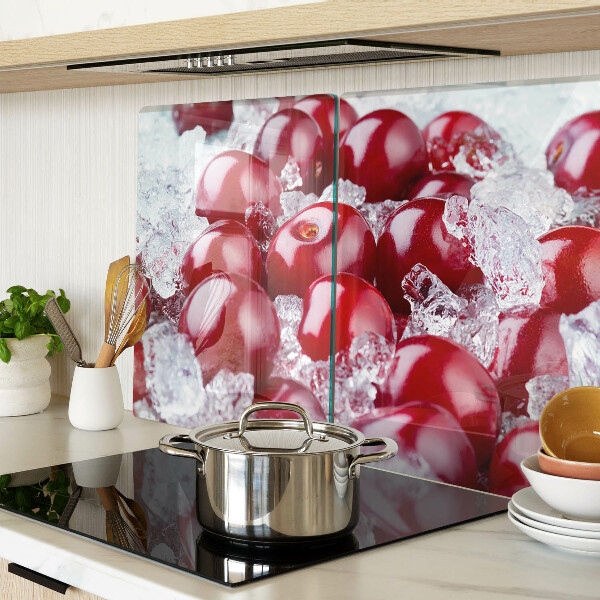 Glas schneidebrett Rote Trauben auf Eis