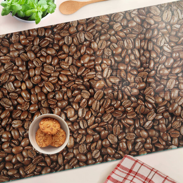 Schneidebrett Glas mit Motiv Kaffeebohnen