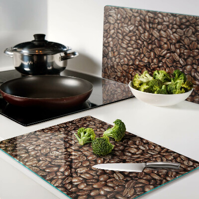 Schneidebrett Glas mit Motiv Kaffeebohnen