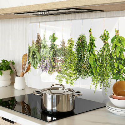 Glas Schneidebrett mit Motiv hängender Kräuter