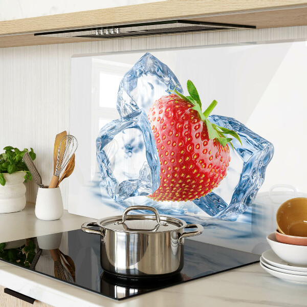 Schneidebrett glas Erdbeere im Eis