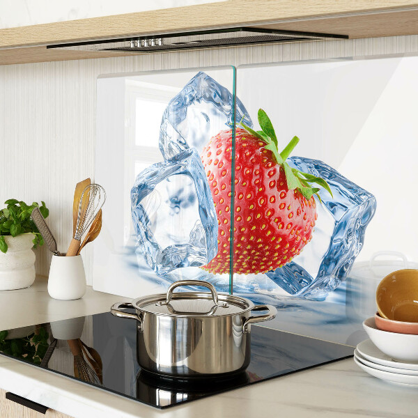 Schneidebrett glas Erdbeere im Eis