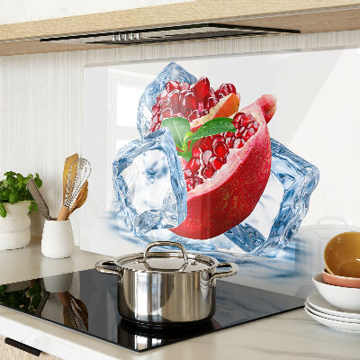 Glas schneidebrett mit Motiv Granatapfel auf Eis