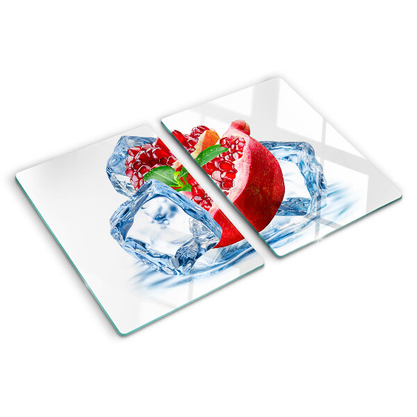 Glas schneidebrett Granatapfel im Eis