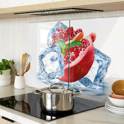 Glas schneidebrett Granatapfel im Eis