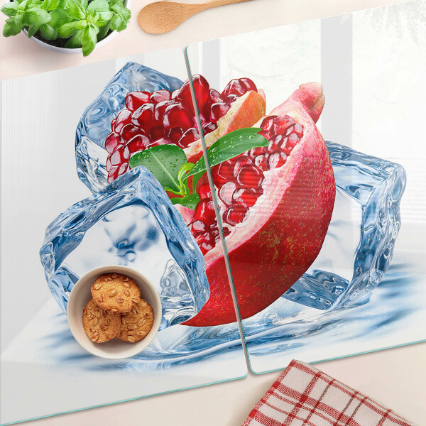 Glas schneidebrett Granatapfel im Eis