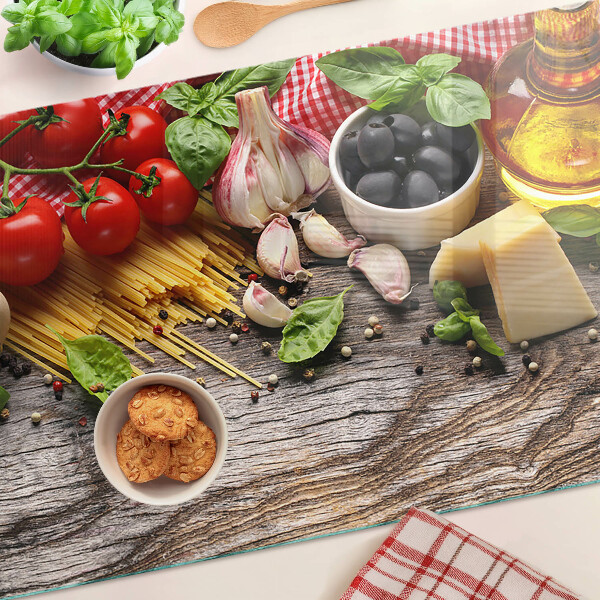 Schneidebrett glas Italienische Küche mit Pasta und Gemüse