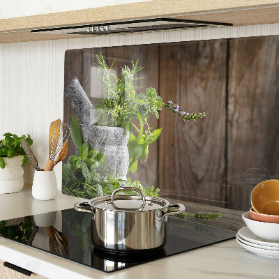 Glas schneidebrett Kräuter im Topf