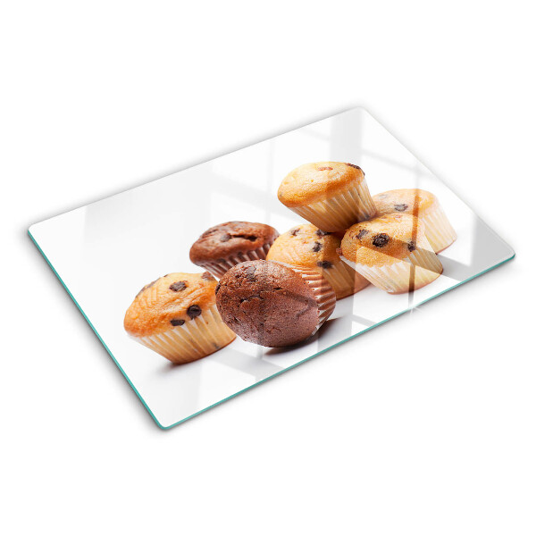 Schneidebrett Schokoladen- und Vanillemuffins