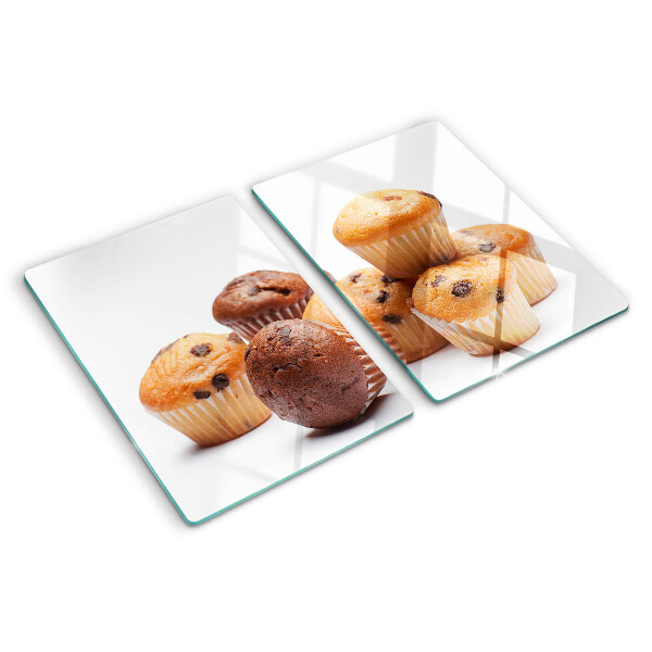 Schneidebrett Schokoladen- und Vanillemuffins