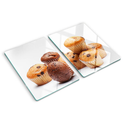 Schneidebrett Schokoladen- und Vanillemuffins