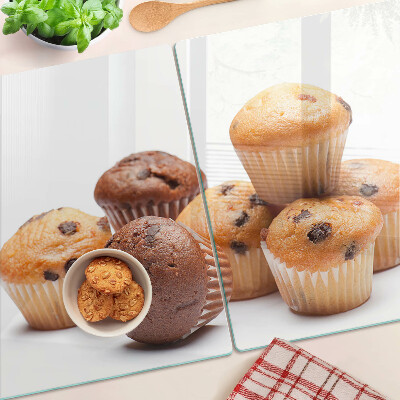 Schneidebrett Schokoladen- und Vanillemuffins