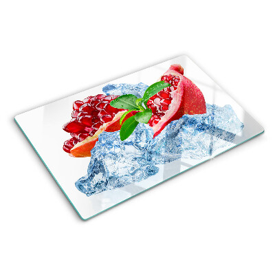 Glas schneidebrett Granatapfel und Eis