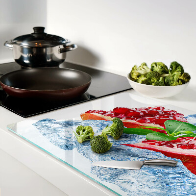 Glas schneidebrett Granatapfel und Eis