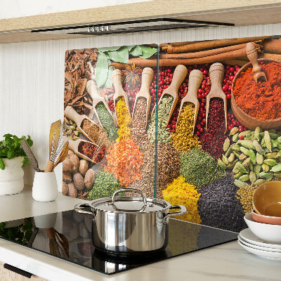 Schneidebrett glas Gewürze und Kräuter