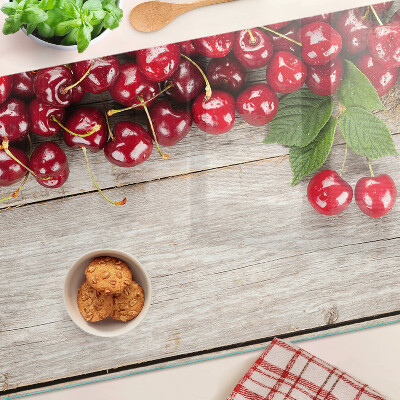 Glas schneidebrett Kirschen auf Holzgrund