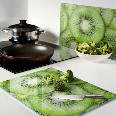 Schneidebrett aus Glas mit Kiwischeiben-Motiv