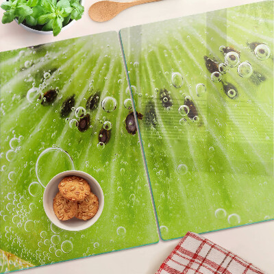 Glas schneidebrett Kiwi mit Wassertropfen