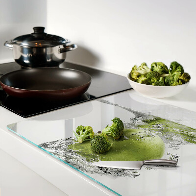 Schneidebrett mit Motiv grüner Apfel in Wasser