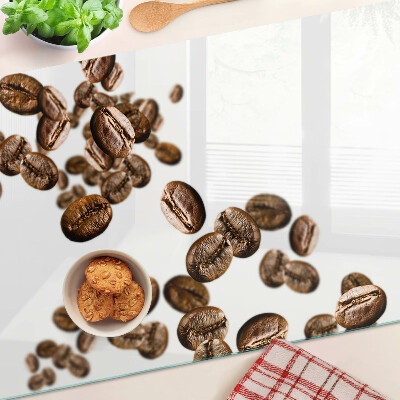 Schneidebrett Glas mit Motiv Kaffeebohnen in Bewegung