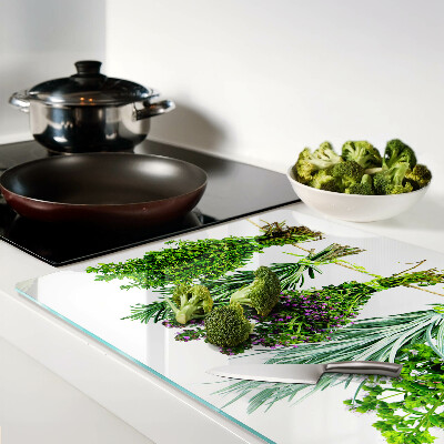 Schneidebrett Glas mit getrockneten Kräutern an einer Schnur