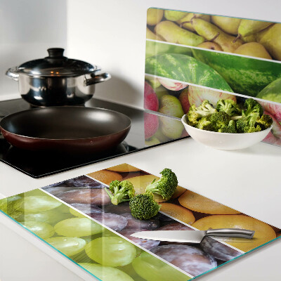 Glas-Schneidebrett mit Motiv bunter Früchte